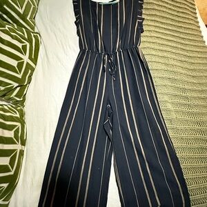 Universal Thread Black and Tan Striped Jumpsuit